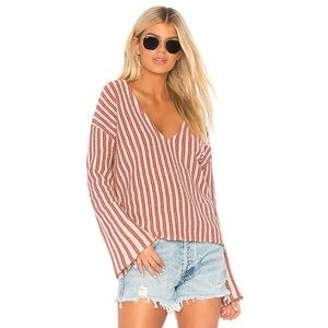 Amuse After Sundown Striped Bell Sleeve Sweater